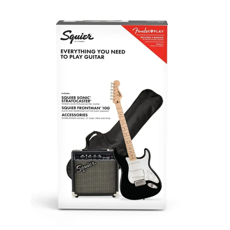 Paq. Guitarra Squier Sonic Strat BLK 10G 0371720006