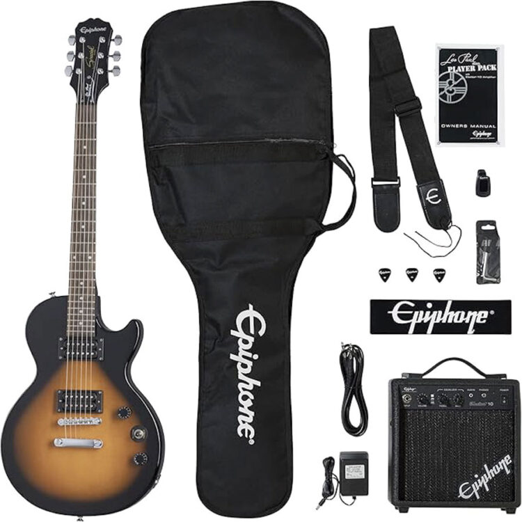 PAQ. GUITARRA EPIPHONE LES PAUL PLAYER PACK 120V SOMBREADO PPEG-EGL1VSCH1