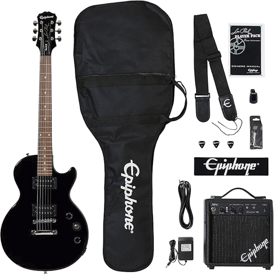 PAQ. GUITARRA EPIPHONE LES PAUL PLAYER PACK 120V BLACK PPEG-EGL1EBCH1 -  Alamo Musical, image size:900x900